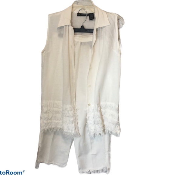 MLLE GABRIELLE WHITE CAPRI OUTFIT SLEEVELESS SZ M - Picture 2 of 9